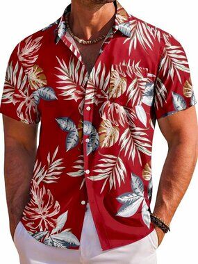 Mens red hawaiian shirt
